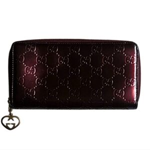 Gucci Guccissima Continental Wallet Interlocking GG Zipper Charm